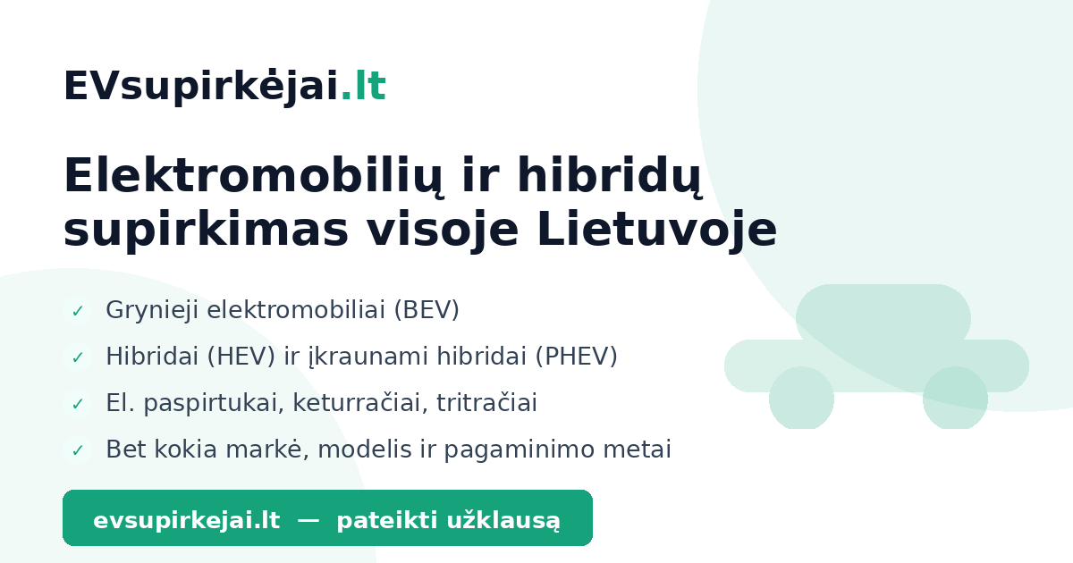 EVsupirkėjai.lt — elektromobilių ir hibridų supirkimas visoje Lietuvoje